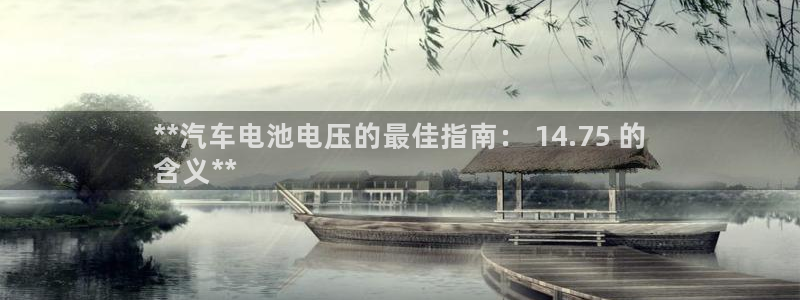 优发国际首页首页登录：**汽车电池电压的最佳指南： 14.75 的
含义**